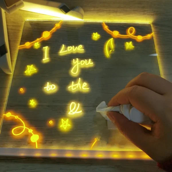 Personalized LED Lamp Acrylic Message Note Board Erasable USB Children‘s Drawing Board Bedroom Night Light Birthday Kids Gift - Image 5
