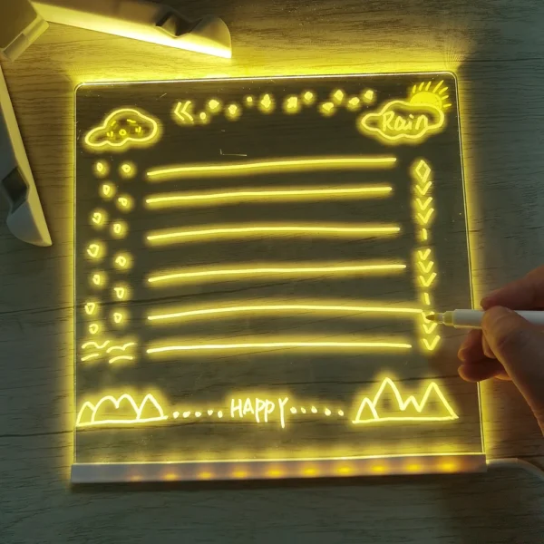 Personalized LED Lamp Acrylic Message Note Board Erasable USB Children‘s Drawing Board Bedroom Night Light Birthday Kids Gift - Image 3