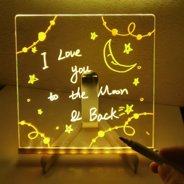 Personalized LED Lamp Acrylic Message Note Board Erasable USB Children‘s Drawing Board Bedroom Night Light Birthday Kids Gift - Image 4