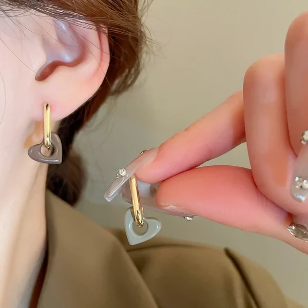Cute Red Heart Earrings For Women Girls Simple Smooth Love Hoop Earrings Fashion Geometric Earrings Party Round Ear Jewelry - Image 2