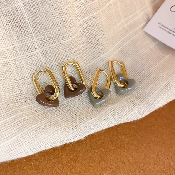 Cute Red Heart Earrings For Women Girls Simple Smooth Love Hoop Earrings Fashion Geometric Earrings Party Round Ear Jewelry - Image 5