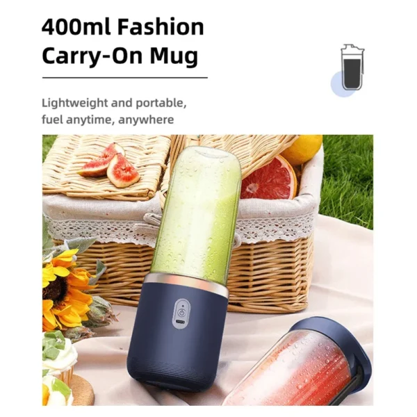 6 Blades Electric Juicer Cup 2 Cups For Travel Portable Juicer Mixer Usb Charge Fresh Fruit Juice Personal Blender Smoothie - Image 5