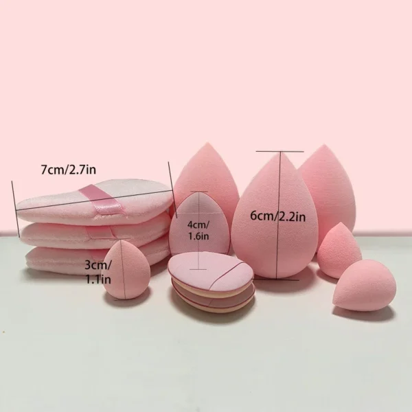 Small Medium and Large 12PCS Combination Set Makeup Puff Essential for Beginners Cosmetic Puff Set Makeup Foundation Sponge - Image 4