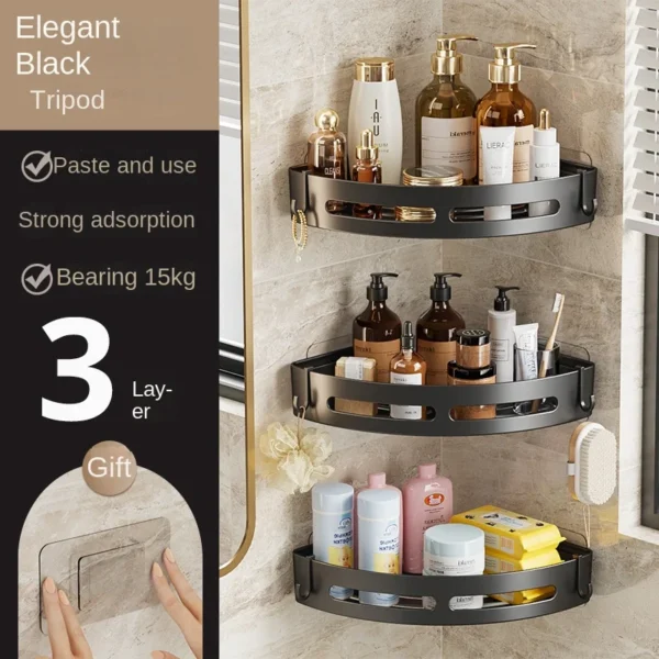 3/2/1 PCS No punching required Bathroom Shampoo Holder Shower Caddy Shelves Storage Shelf Towel Holder Shelves For Bathroom  - Color : 3PCS