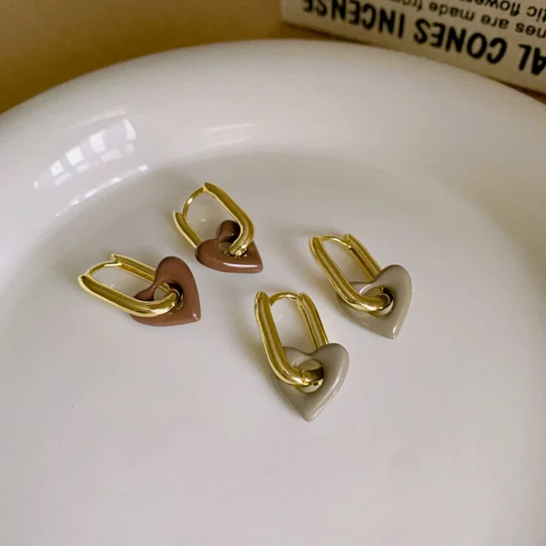 Cute Red Heart Earrings For Women Girls Simple Smooth Love Hoop Earrings Fashion Geometric Earrings Party Round Ear Jewelry - Image 3