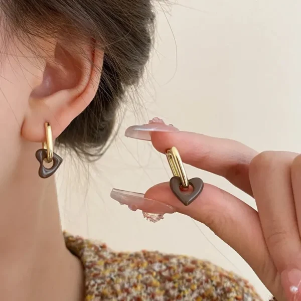 Cute Red Heart Earrings For Women Girls Simple Smooth Love Hoop Earrings Fashion Geometric Earrings Party Round Ear Jewelry - Image 4
