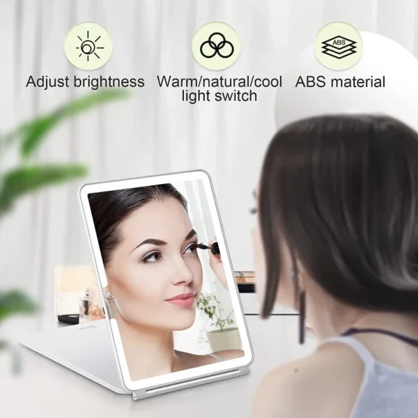 LED Makeup Mirror 10x Magnifying Mirror Portable Foldable Travel Desk Vanity Table Bath Bedroom Mirrors Makeup Tools - Image 3