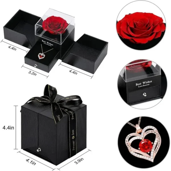  Necklace - Luxurious Rose Gift Box, Perfect for Valentine's Day, Mother's Day, Anniversary, Birthday, and Any Special Occasion  - Image 2