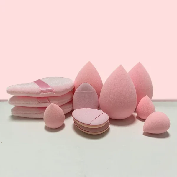 Small Medium and Large 12PCS Combination Set Makeup Puff Essential for Beginners Cosmetic Puff Set Makeup Foundation Sponge  - Color : 12FP1-pink