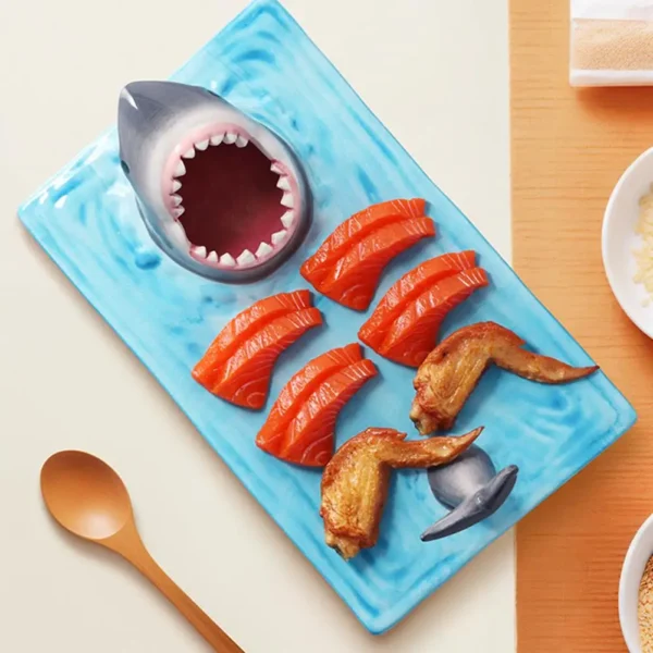 Unique Shark Shape Plate Funny Decorative Ceramic Sushi Plates For Dessert,Cheese Snacks,fruits,vegetable Home Decor Access J6A1 - Image 4