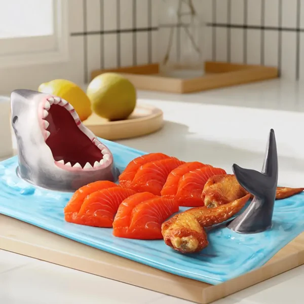 Unique Shark Shape Plate Funny Decorative Ceramic Sushi Plates For Dessert,Cheese Snacks,fruits,vegetable Home Decor Access J6A1