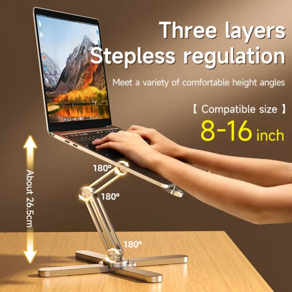 Foldable Laptop Stand 360°Rotation Notebook Table Aluminum Alloy Holder Portable Book Tablet Bracket with Heat Dissipation - Image 3