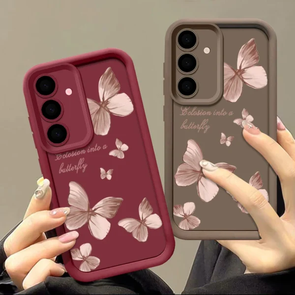 Gold Butterfly Soft TPU Case For Samsung Galaxy A55 A54 A15 A14 A16 A35 A53 A25 5G S25 S24 S23 S22 Ultra Plus S23 FE Phone Cover - Image 2