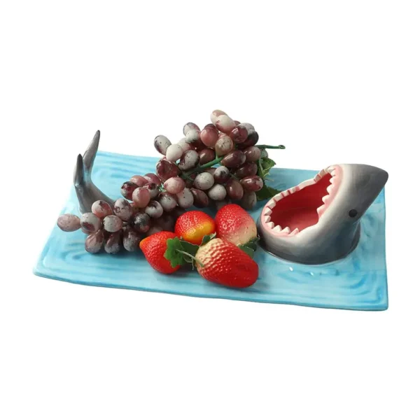 Unique Shark Shape Plate Funny Decorative Ceramic Sushi Plates For Dessert,Cheese Snacks,fruits,vegetable Home Decor Access J6A1 - Image 6