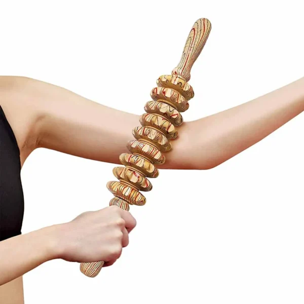 9 Rollers Wooden Massager Handheld Roller Stick Trigger Point Manual Massage Tools for Anti-cellulite, Body Muscle Pain Relief - Image 2