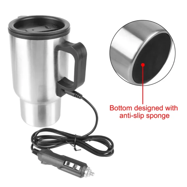 Camping Travel Kettle Electric Heating Car Kettle Vehicle Heating Cup 12V 450ml Stainless Steel Water Coffee Milk Thermal Mug - Image 5