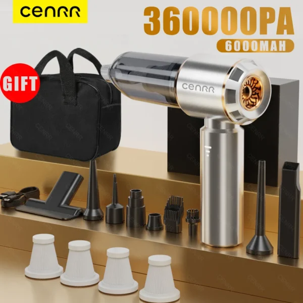 CENRR 360000PA Mini Car Vacuum Cleaner Cordless Powerful Wireless Car Cleaner HandHeld Portable Vacuum Cleaner Cleaning Machine