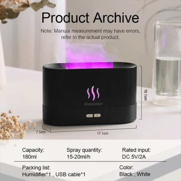 Kinscoter Aroma Diffuser Air Humidifier Ultrasonic Cool Mist Maker Fogger Led Essential Oil Flame Lamp Difusor - Image 5