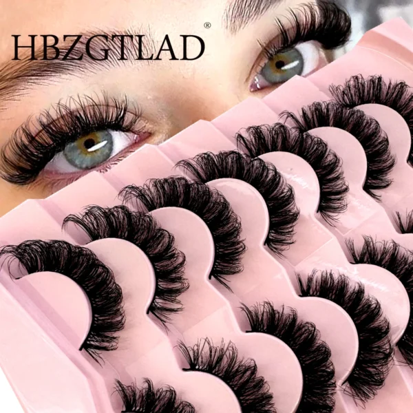 7pairs Natural Russian Strip Lashes Fluffy Mink Lashes 3D False Eyelashes Fluffy Volume Eyelashes Fake Eyelash Extension Make Up