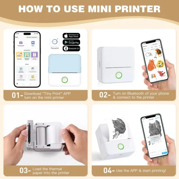 X6 mini HD printer portable sticker label Printer Bluetooth pocket thermal printer with paper for student note inkless printing - Image 4