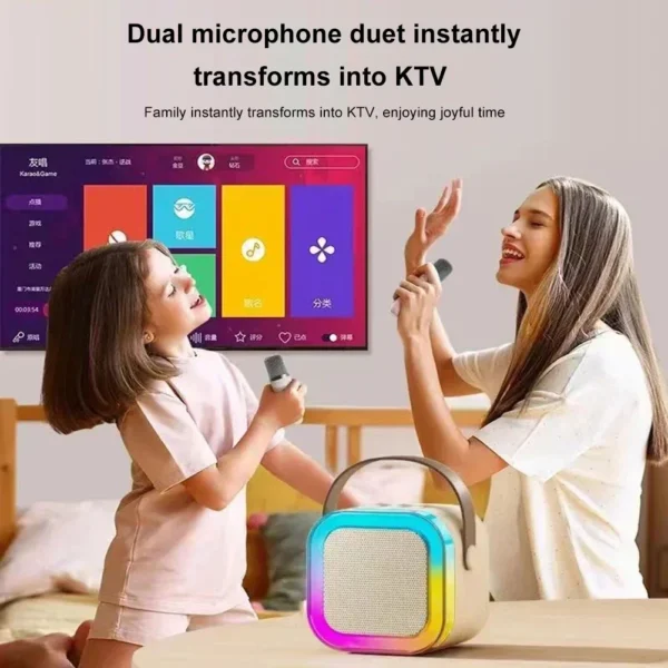 K12 Karaoke Machine Portable Bluetooth 5.3 PA Speaker System with 1-2 Wireless Microphones Home Family Singing Children's Gifts - Image 3