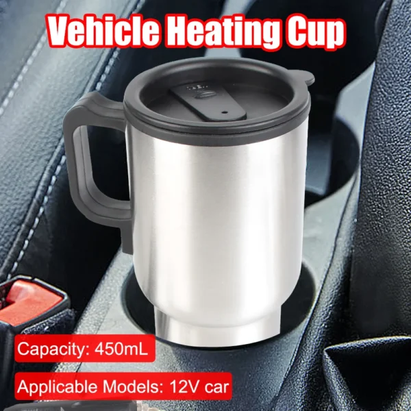 Camping Travel Kettle Electric Heating Car Kettle Vehicle Heating Cup 12V 450ml Stainless Steel Water Coffee Milk Thermal Mug - Image 3