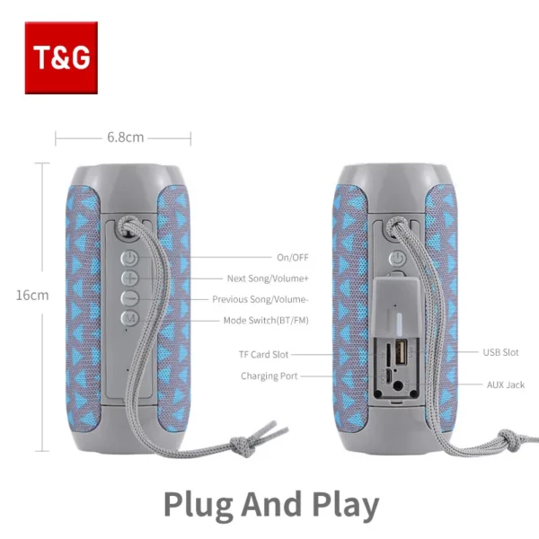 TG117 Bluetooth Speakers Portable True Wireless Sound Box Waterproof Loudspeaker Outdoor Stereo Surround Supports TF Radio - Image 5