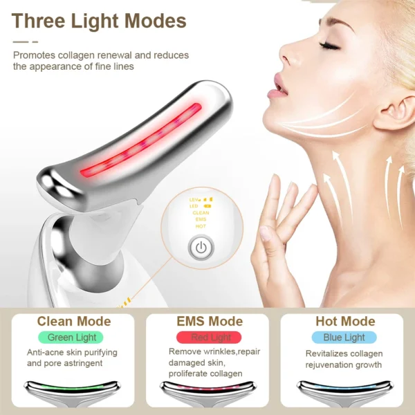 Facial Massager EMS Facial Microcurrent Anti-aging Facial Massager Red Light Therapy Skin Tightening Neck Face Lifting Massager - Image 3